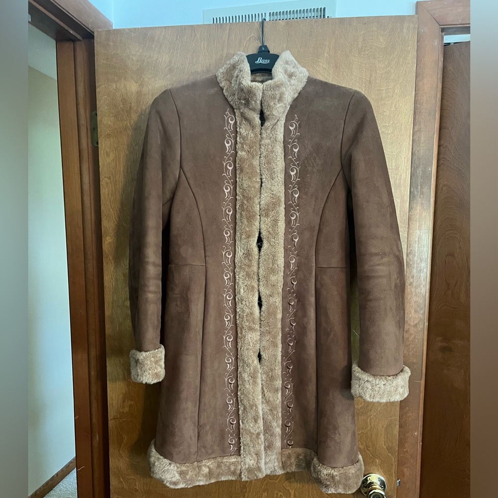 ESPRIT size medium faux suede and faux fur winter coat